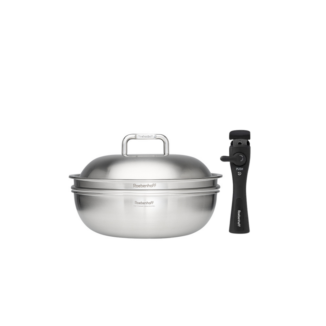 316 Ti Stainless Steel Pot 28 cm with lid and steamer
